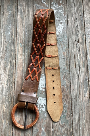Vintage 1970s Handmade Wide Leather Belt Selected by Cherry