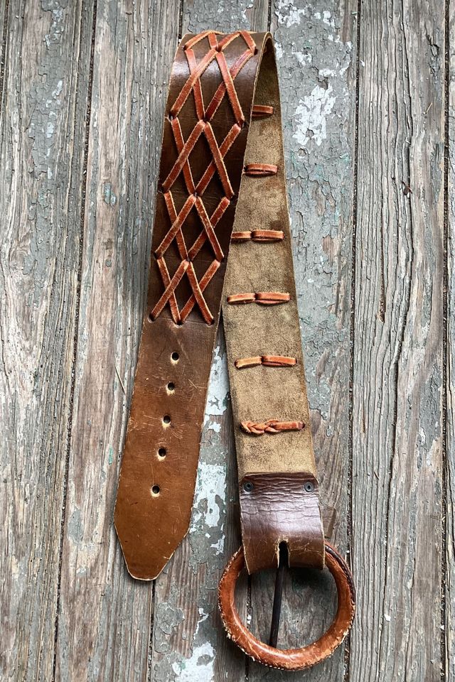 Vintage 1970s Handmade Wide Leather Belt Selected by Cherry #1