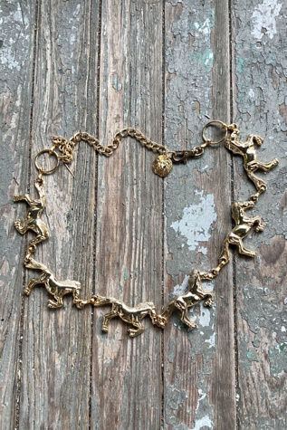 1980s Gold-toned Metal Horse Chain Belt Selected by Cherry