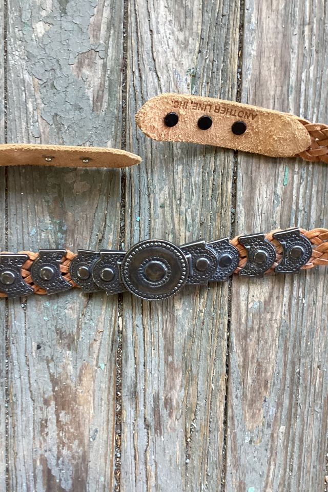 Vintage Western Concho Braided Leather Belt Selected by Cherry #1