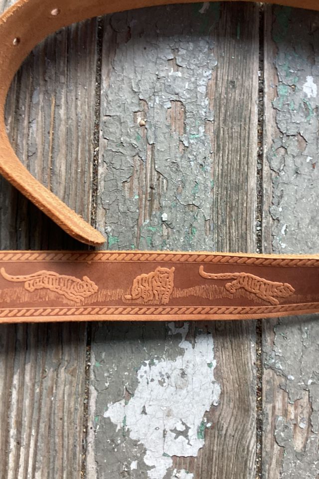 Men's 90s Deadstock Leather Tiger Belt Selected by Cherry #1