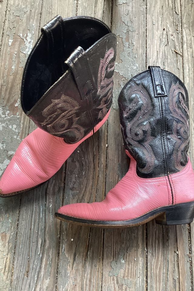 1980s Pink and Black Cowboy Boots Selected by Cherry #1