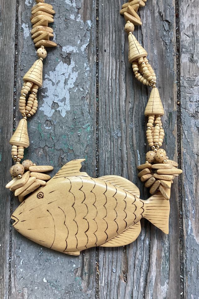1990s Wooden Fish Necklace Selected by Cherry #1