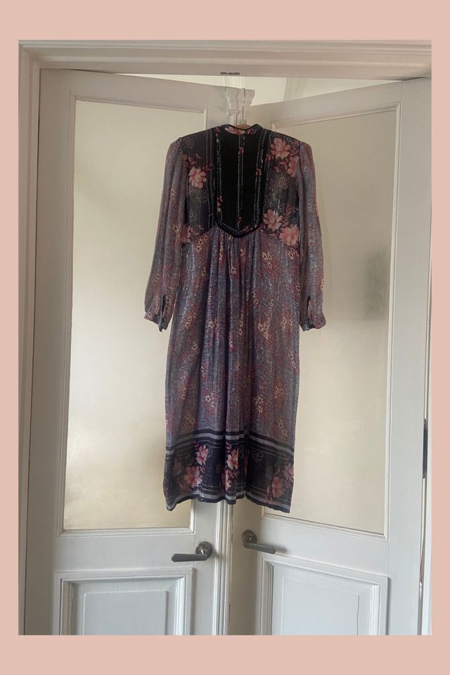 1970s India Bohemian Floral  Block Printed Floral Dress Selected by A Stylish Life #1