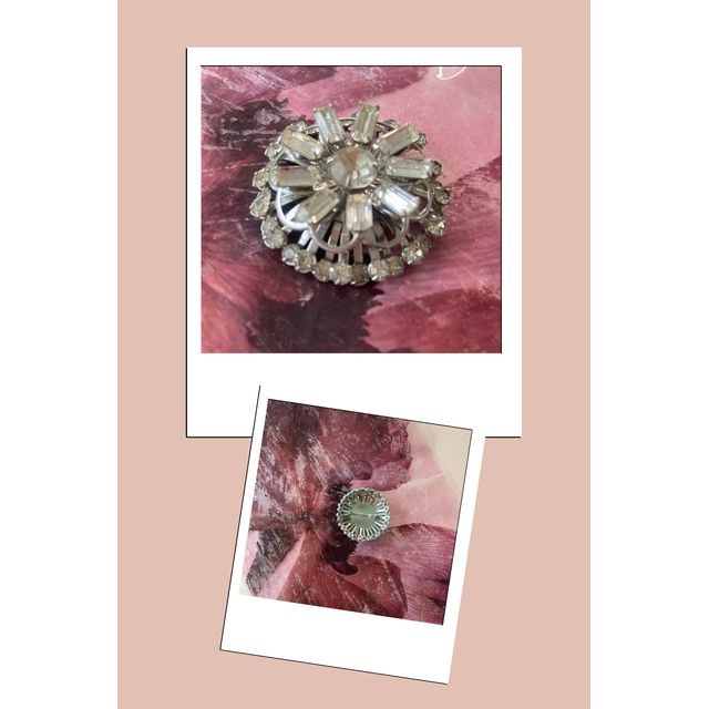 1960s  Rhinestone Floral Starburst 2 layer Circular Brooch Selected by A Stylish Life #1