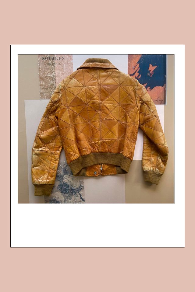 1970s Patchwork Leather Bomber Jacket with High Rib Collar Selected by A Stylish Life #1