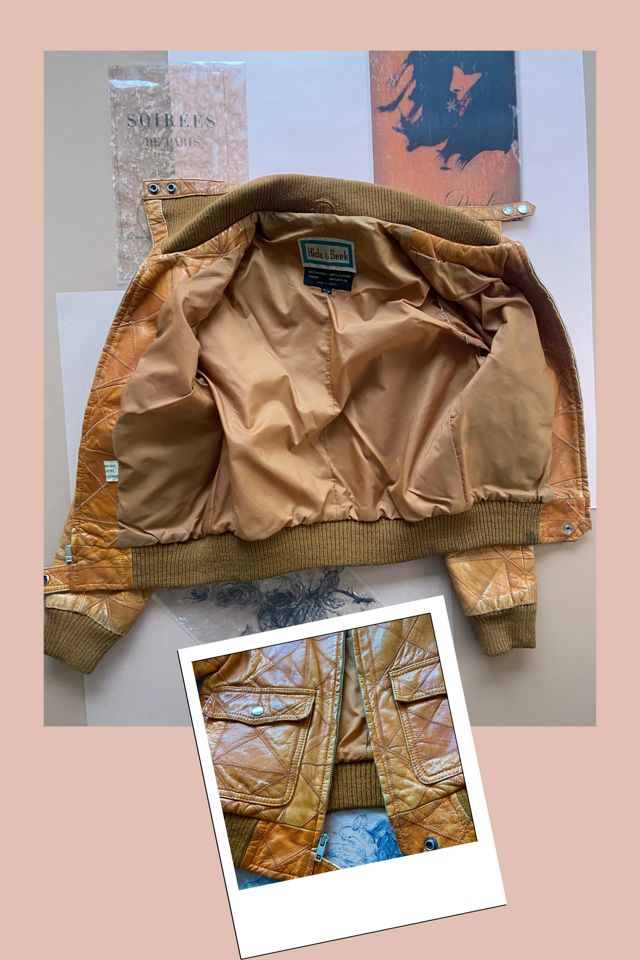 1970s Patchwork Leather Bomber Jacket with High Rib Collar Selected by A Stylish Life #2