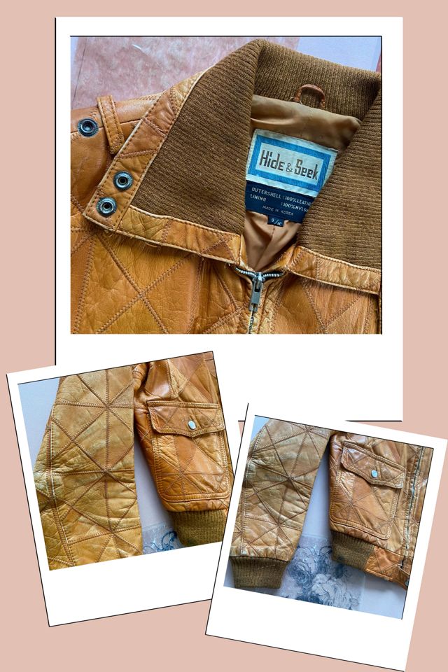 1970s Patchwork Leather Bomber Jacket with High Rib Collar Selected by A Stylish Life #3
