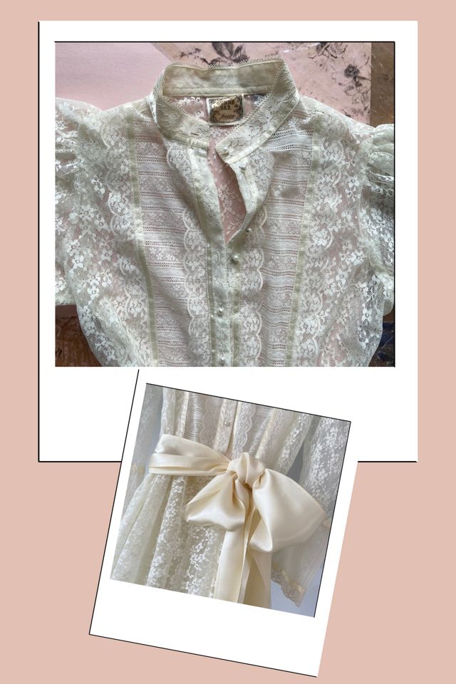 1970s  GUNNE SAX by Jessica Lace Shirt Waist Dress Selected by A Stylish Life #1