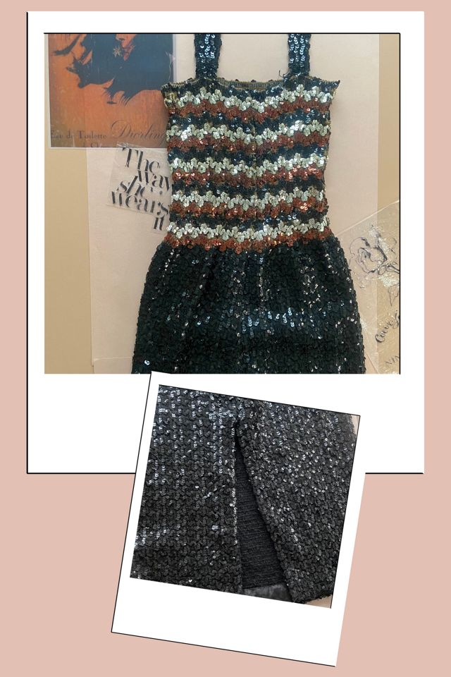 1970s Sequin Long Cami Tank Style Dress, Striped Bodice Selected by A Stylish Life #3