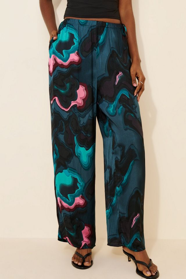 TWIN Printed Satin Side Tie Pants #2