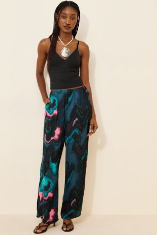 TWIN Printed Satin Side Tie Pants