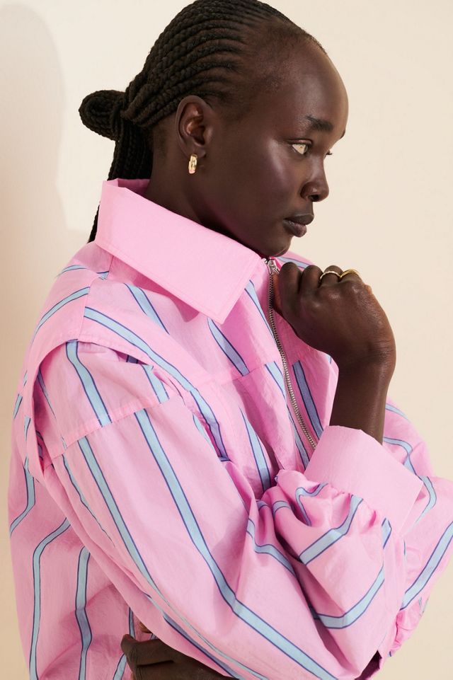 Laagam Watson Pink Striped Bomber Jacket #2