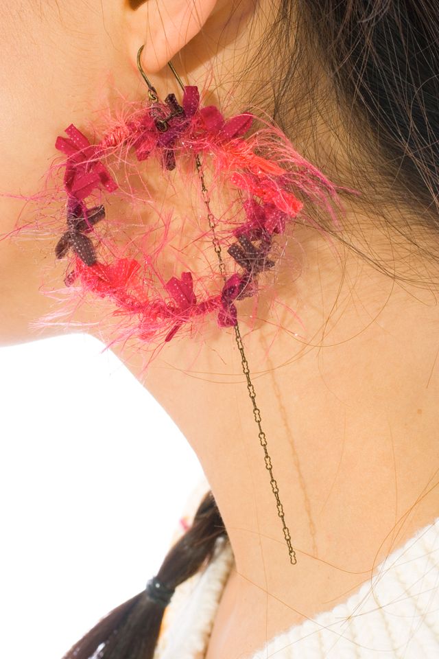 Circle of Ribbons & Thread Earrings #1