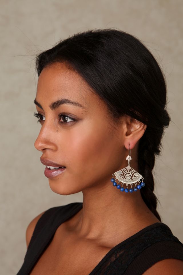 Lapis Fan Earrings #3