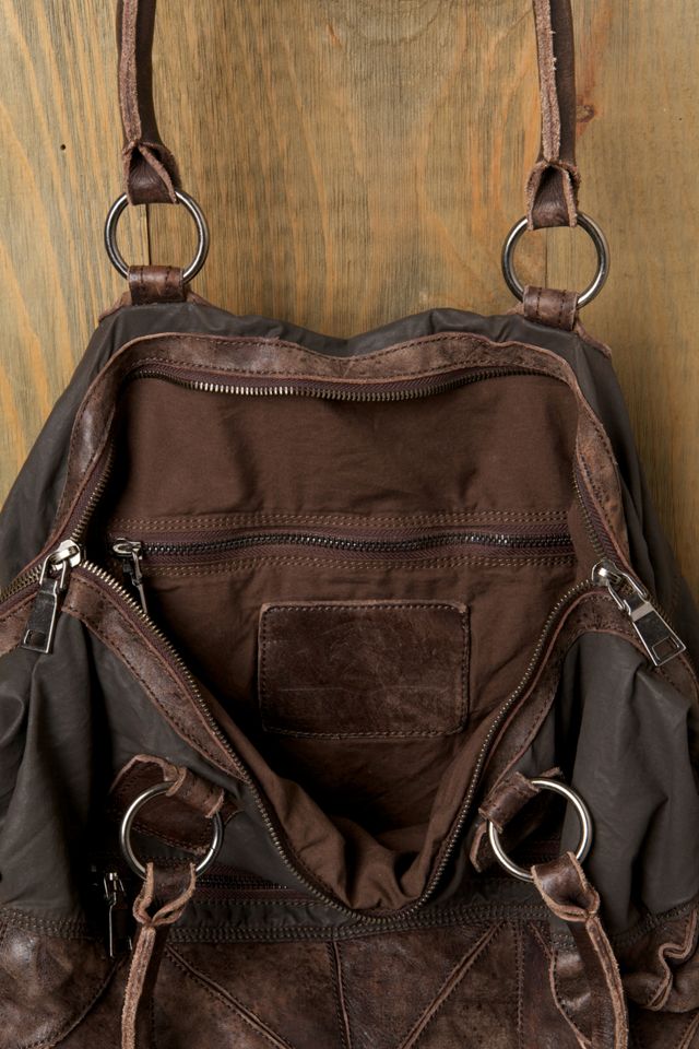 Pieced Leather Canvas Tote #4