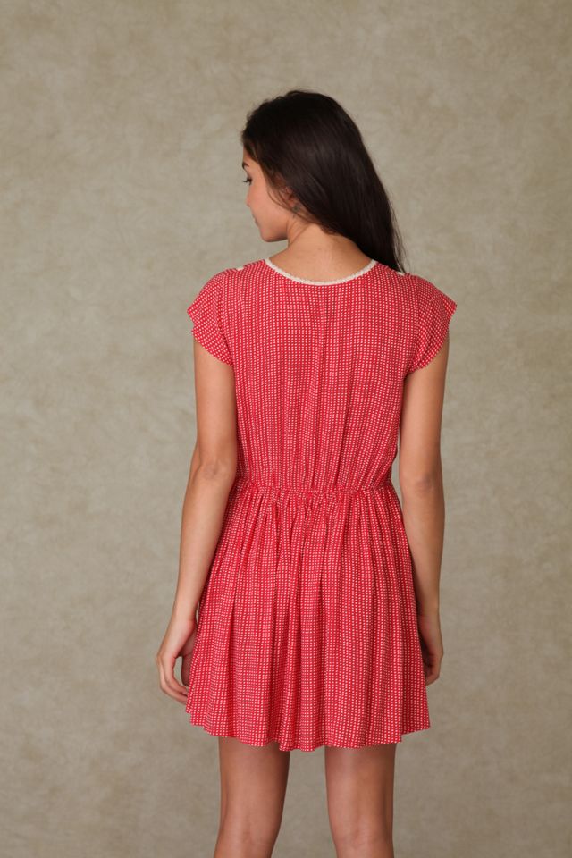 Short Sleeve Dotted Rayon Dress #1