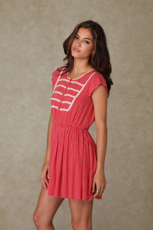 Short Sleeve Dotted Rayon Dress #2