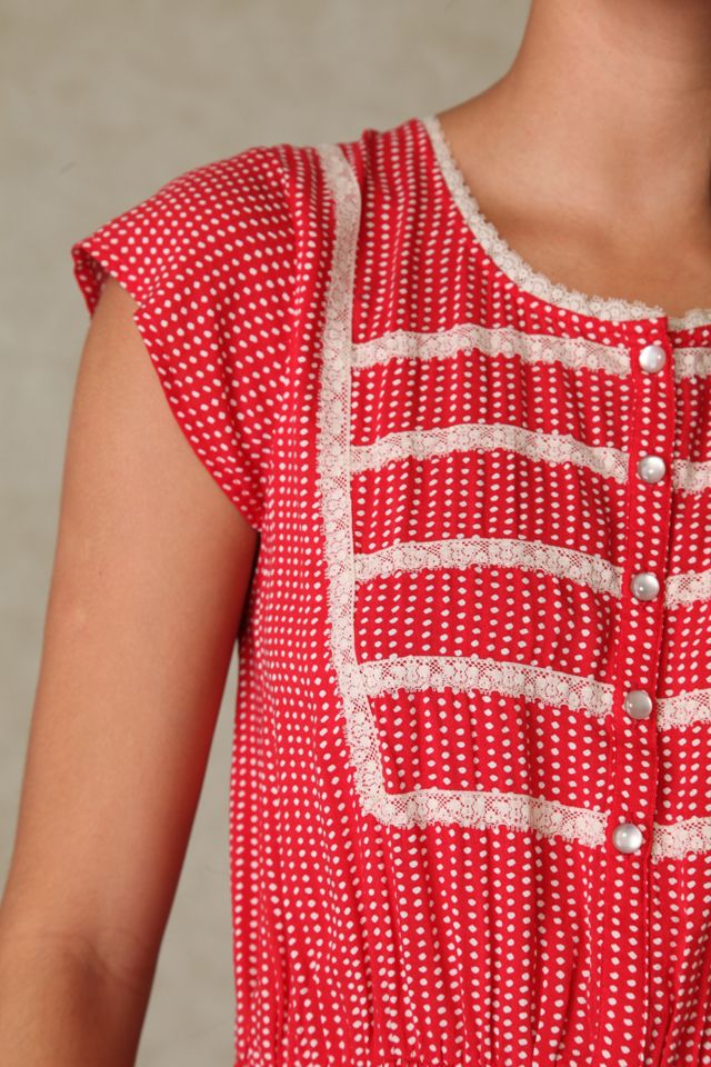 Short Sleeve Dotted Rayon Dress #4