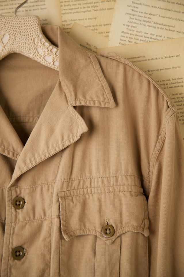 Vintage Khaki Military 4-Pocket Bush Jacket #6