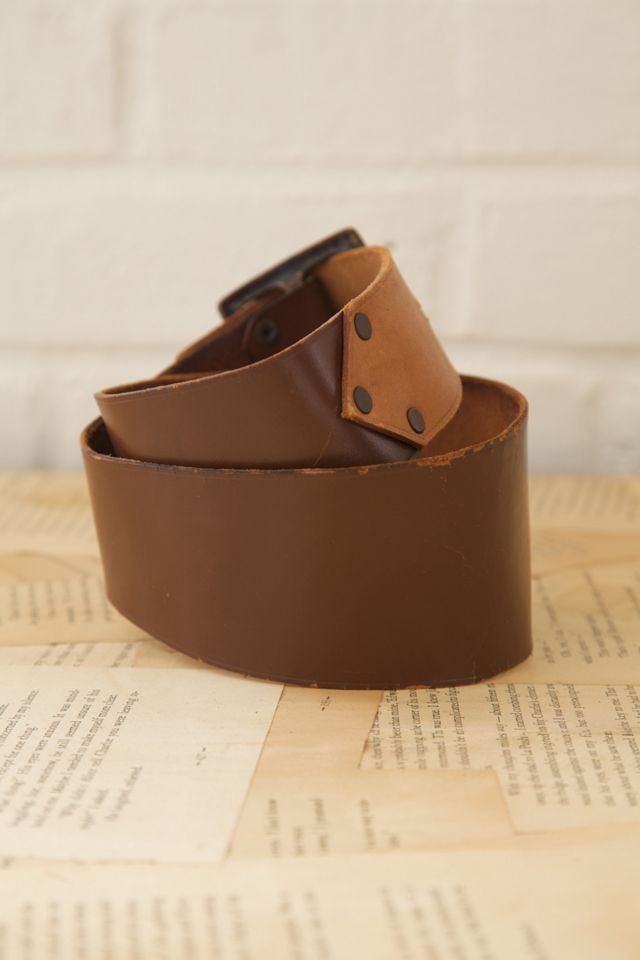 Vintage Wide Plain Leather Belt #1
