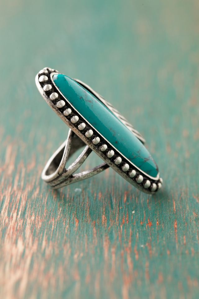 Long Stone Feather Ring #1