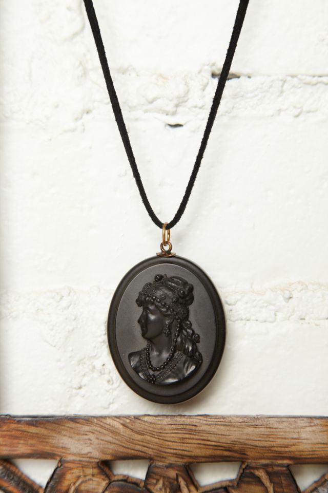 Vintage Black Cameo Necklace #1