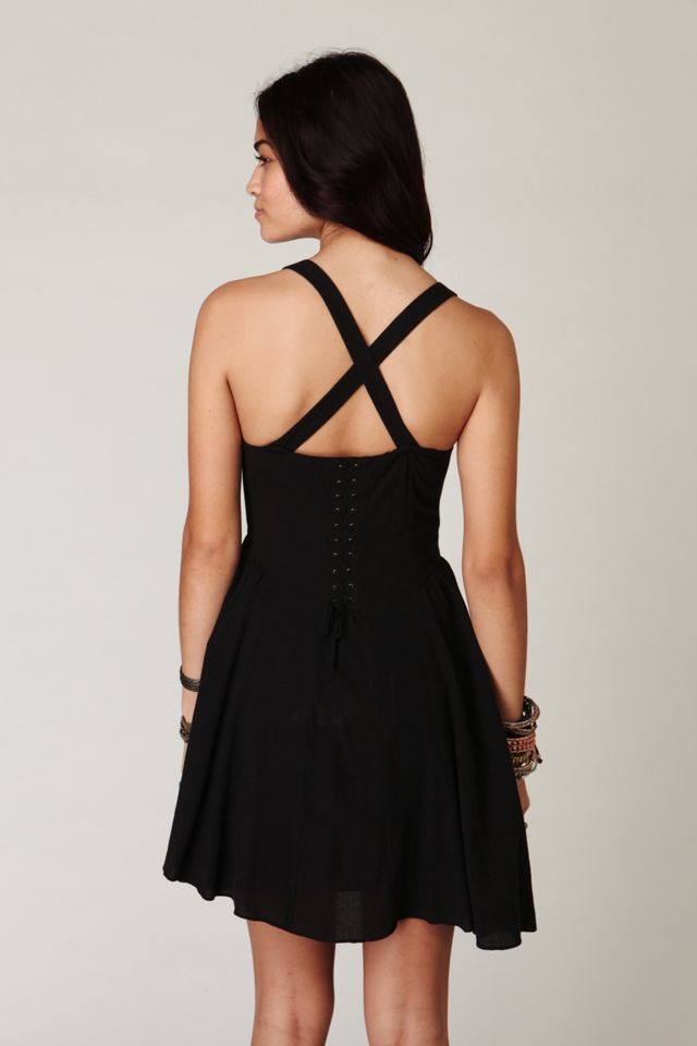 Lace Up Solid Corset Dress #2