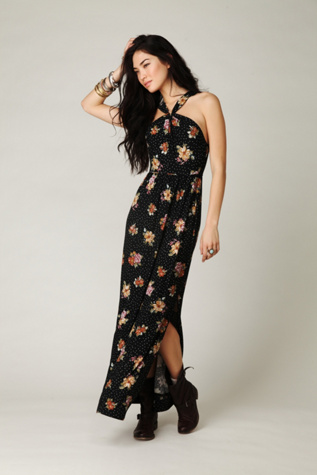 Free people black floral maxi outlet dress