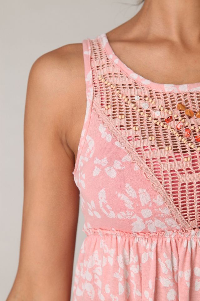 Sleeveless Beaded Crochet Printed Tunic #4