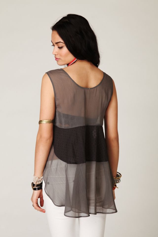 Sleeveless Sheer Embroidered Top #1