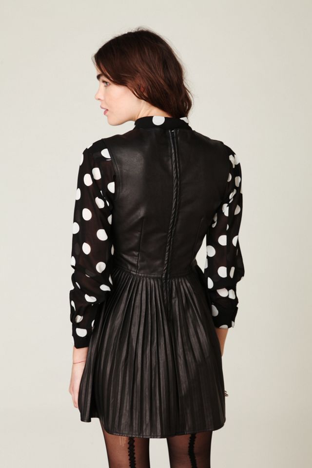 Pleated Vegan Leather Dress #1