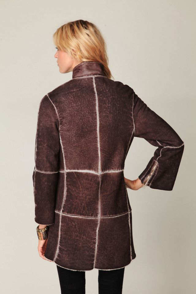 Blur Sherpa Long Leather Coat #2