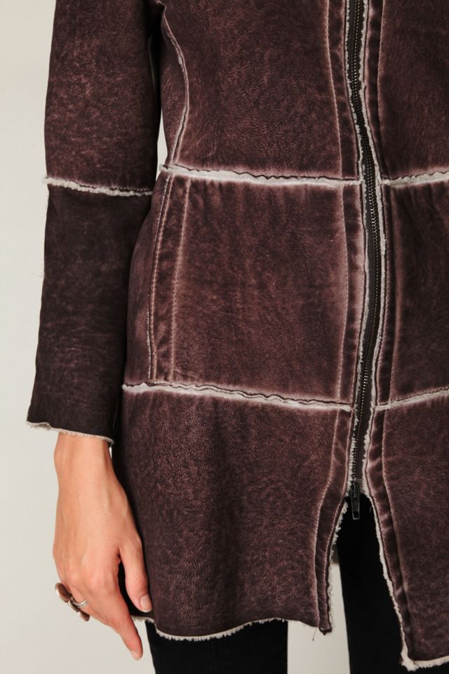 Blur Sherpa Long Leather Coat #3