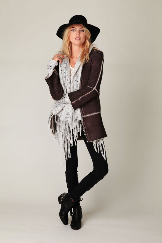 Blur Sherpa Long Leather Coat #5