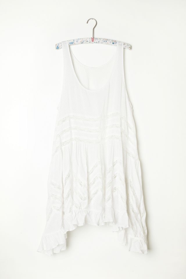 FREE PEOPLE Voile & Lace Trapeze Slip Dress Storm Gray ASO Violet