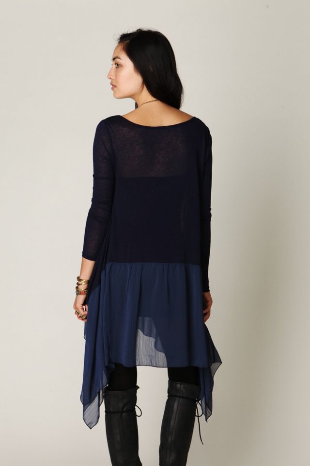 Long Sleeve Chiffon Hem Trapeze Tunic #1