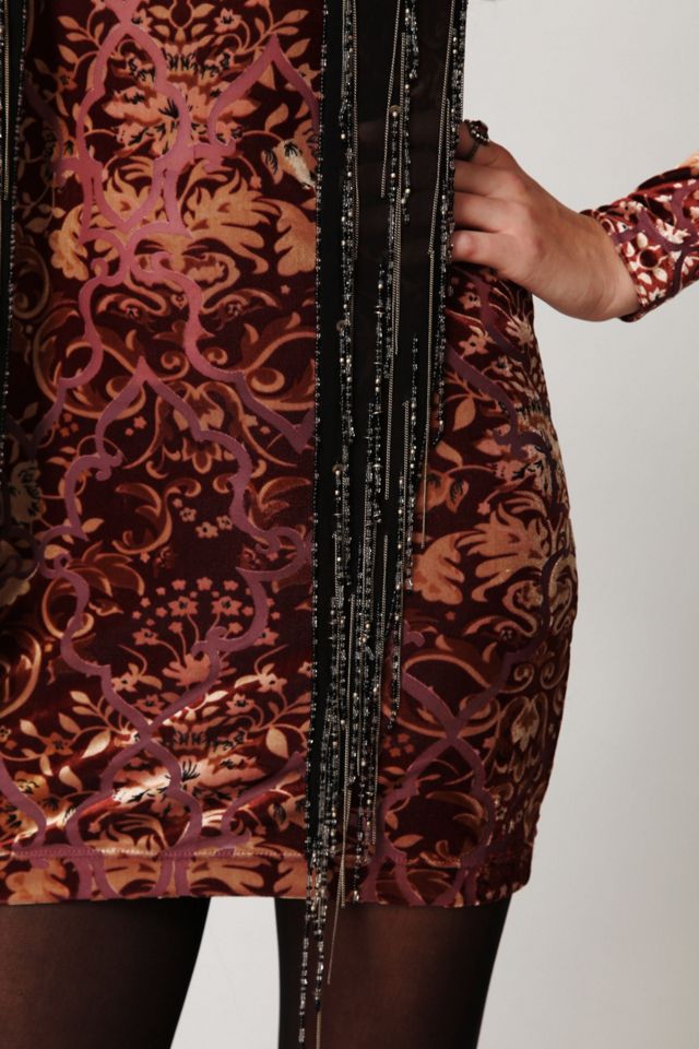 Beaded Fringe Skinny Scarf #1