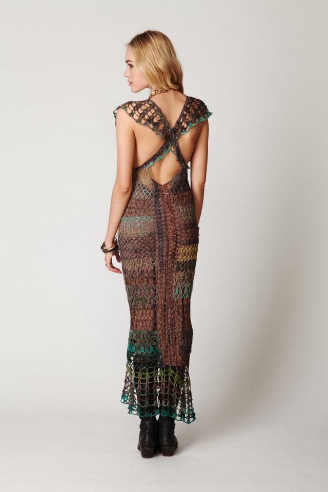 FP Spun Fools Gold Crochet Dress #1