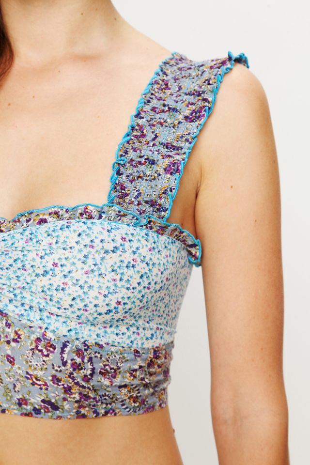Mixed Print Ruffle Crop Top #2