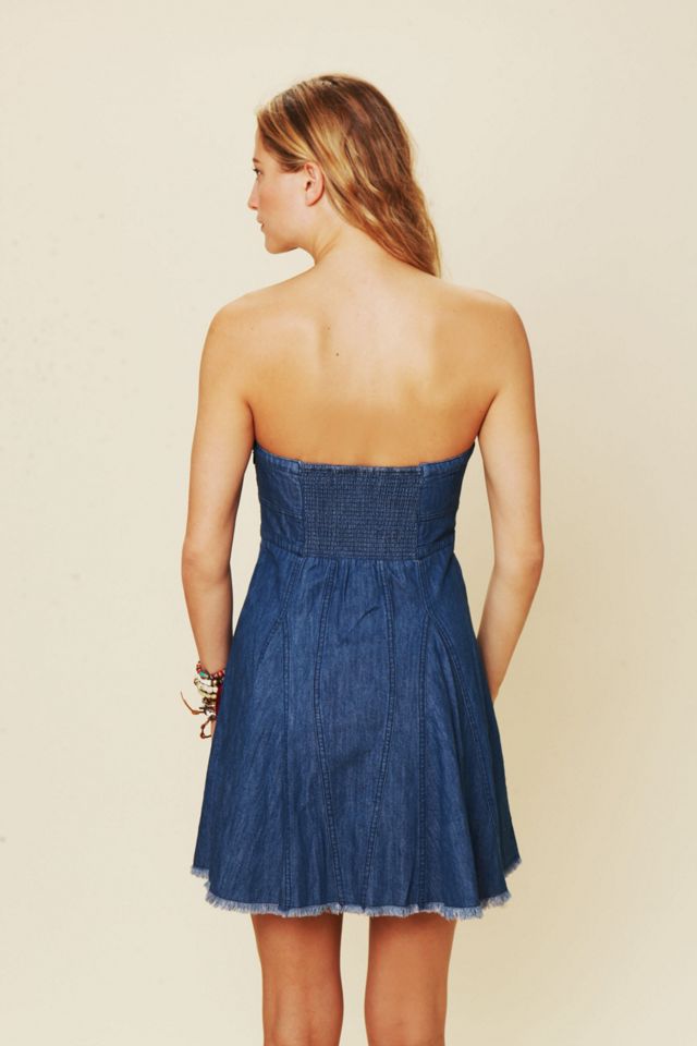 Denim Fit and Flare Tube Dress #1