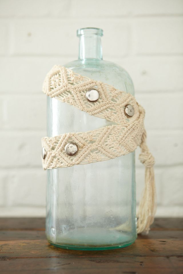 Vintage Woven Macrame Belt with Fringe Tassel #1