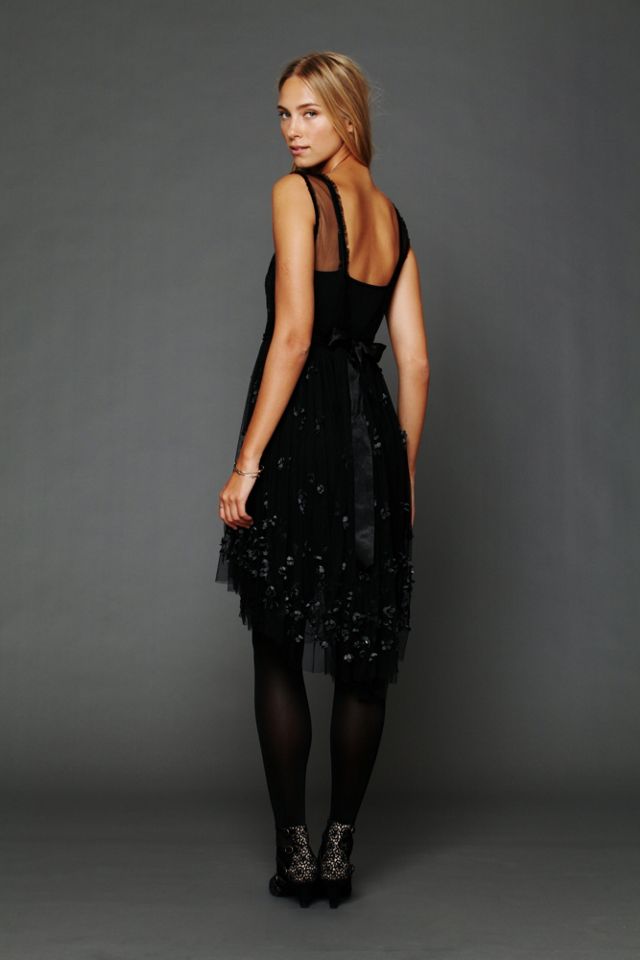 Noir Embellished Mesh Dress #1