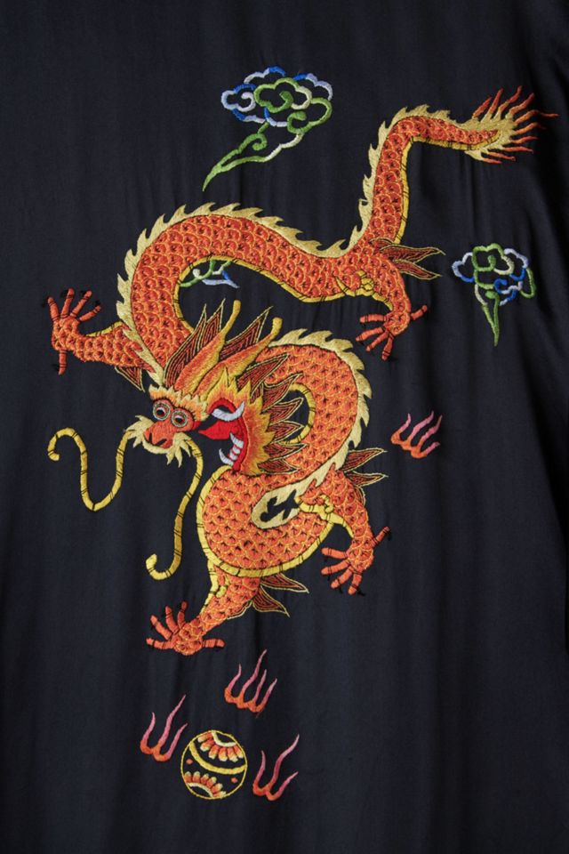 Vintage Black Silk Embroidered Dragon Kimono #6
