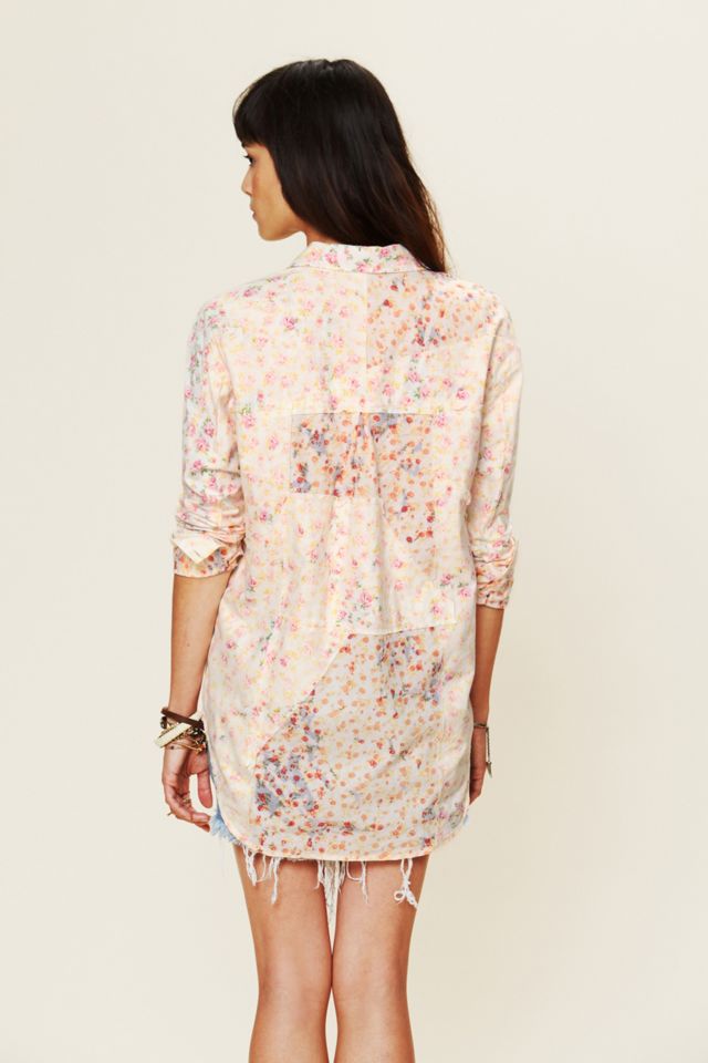 Bleached Floral Button Down #1
