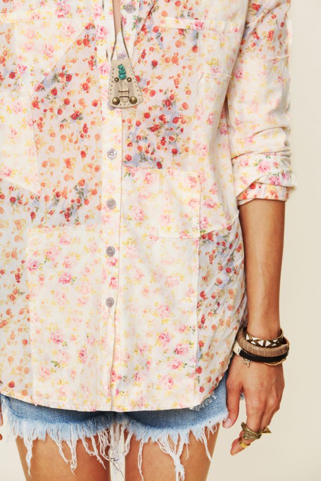 Bleached Floral Button Down #2