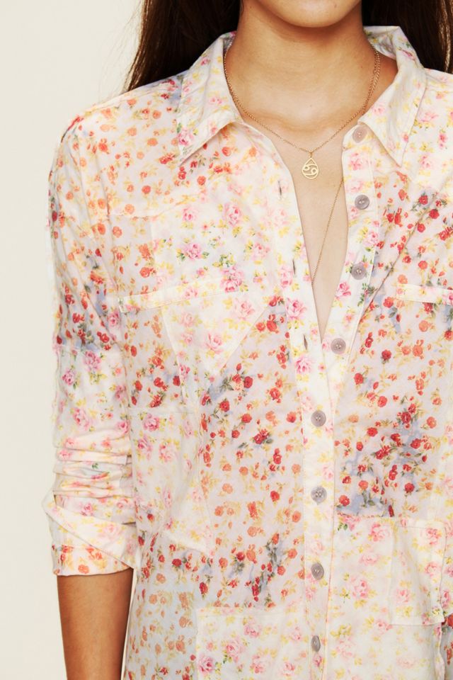 Bleached Floral Button Down #3