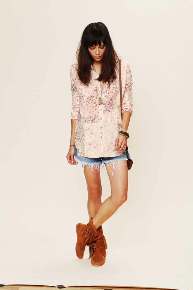 Bleached Floral Button Down #4