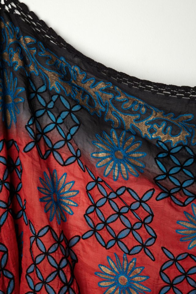 Embroidered Dahlia Scarf #1