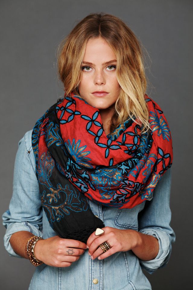 Embroidered Dahlia Scarf #4
